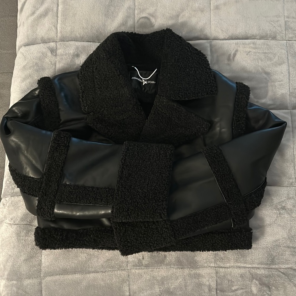 Maniere de voir vegan leather and Borg jacket